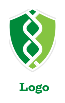 generate a medical logo of DNA inside shield