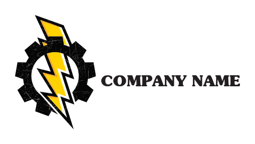 engineering logo of lightning bolt inside gear