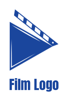 media logo maker film clapper merged with play button