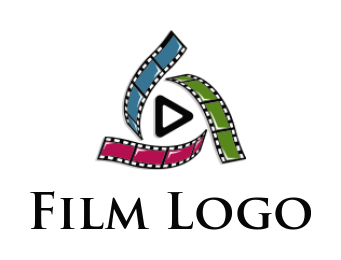 media logo film reel moving around play button