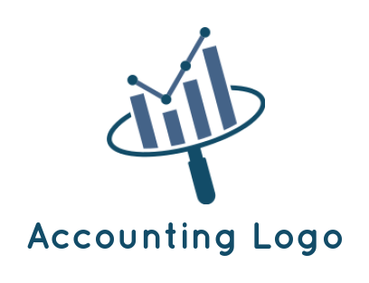 investment logo magnifying glass with bar graph