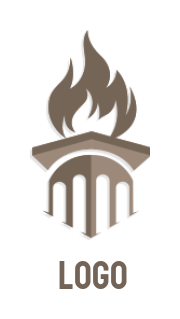 law firm logo icon fire on a pillar - logodesign.net