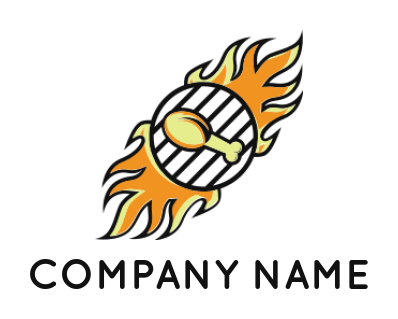 design a restaurant logo flaming grill with chicken drumstick logo icon 