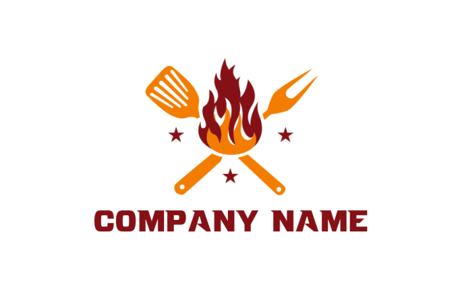make a restaurant logo fork & spoon with flame - logodesign.net