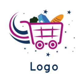 grocery in cart included with stars | Logo Template by LogoDesign.net