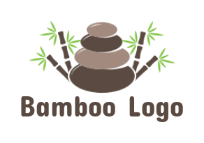 spa logo hot stone with bamboo sticks leaves