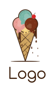 design a ice cream parlor logo cone with cherry - logodesign.net