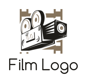 media logo movie camera merged with film reel