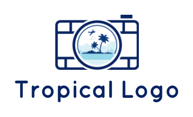 make a photography logo island in camera lens