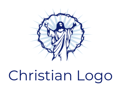 religious logo template Jesus in thorn circle with rays - logodesign.net