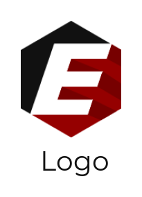 Design a Letter E logo inside polygon shape