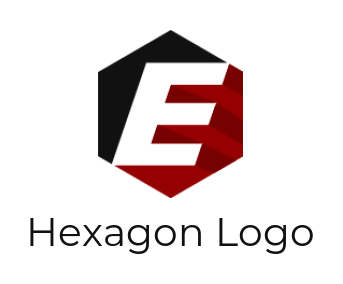 Design a Letter E logo inside polygon shape