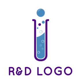 research logo maker Letter I forming test tube
