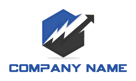 marketing logo lightning bolt arrow in hexagon