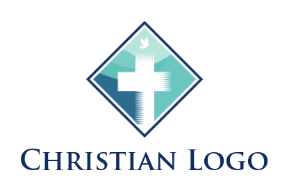 generate a religious logo cross in rhombus