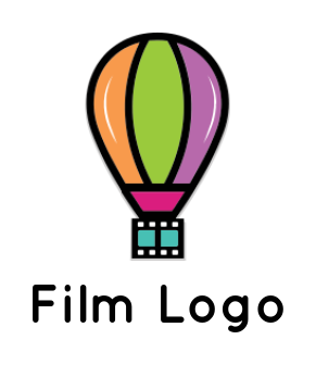 advertising logo parachute merged with film reel