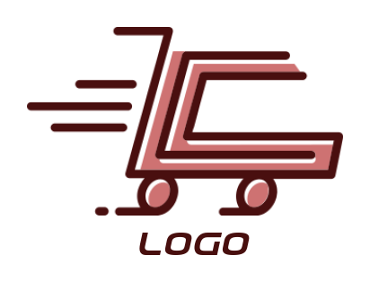alphabets logo shopping cart forming Letter C