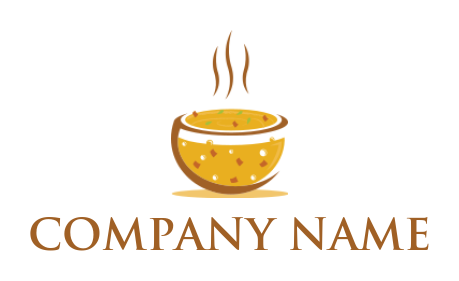 make a food logo icon steaming yellow soup bowl