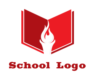 make an education logo of torch inside the book