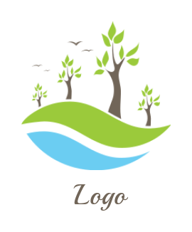 Trees And Waves Logo Template By Logodesign Net