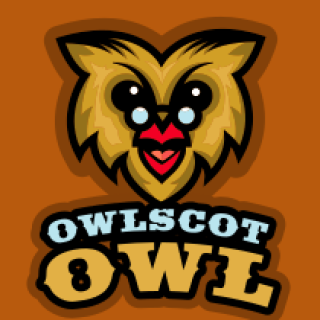 animal logo mascot owl smiling with glasses