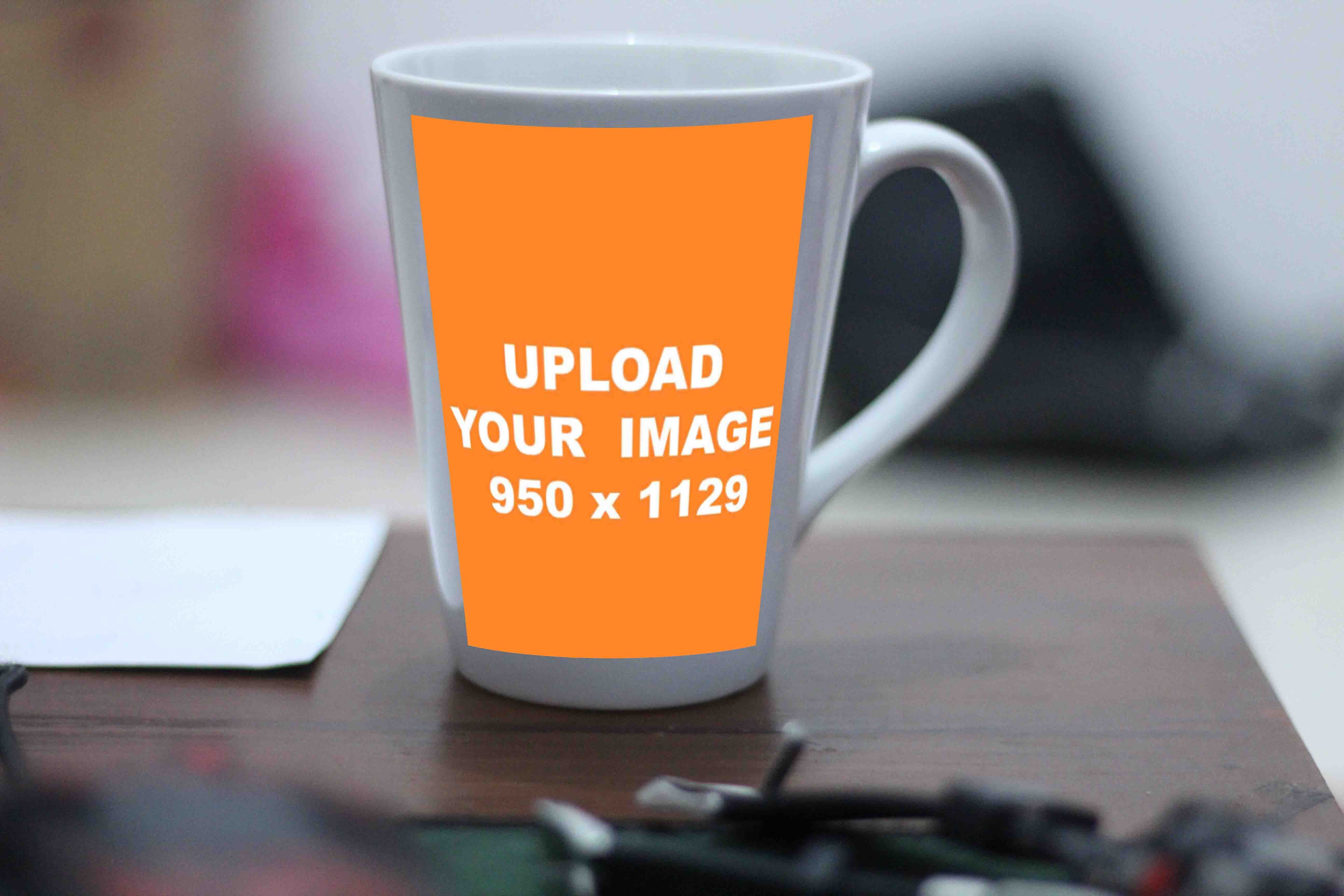 mockup creator display black ceramic mug on office table