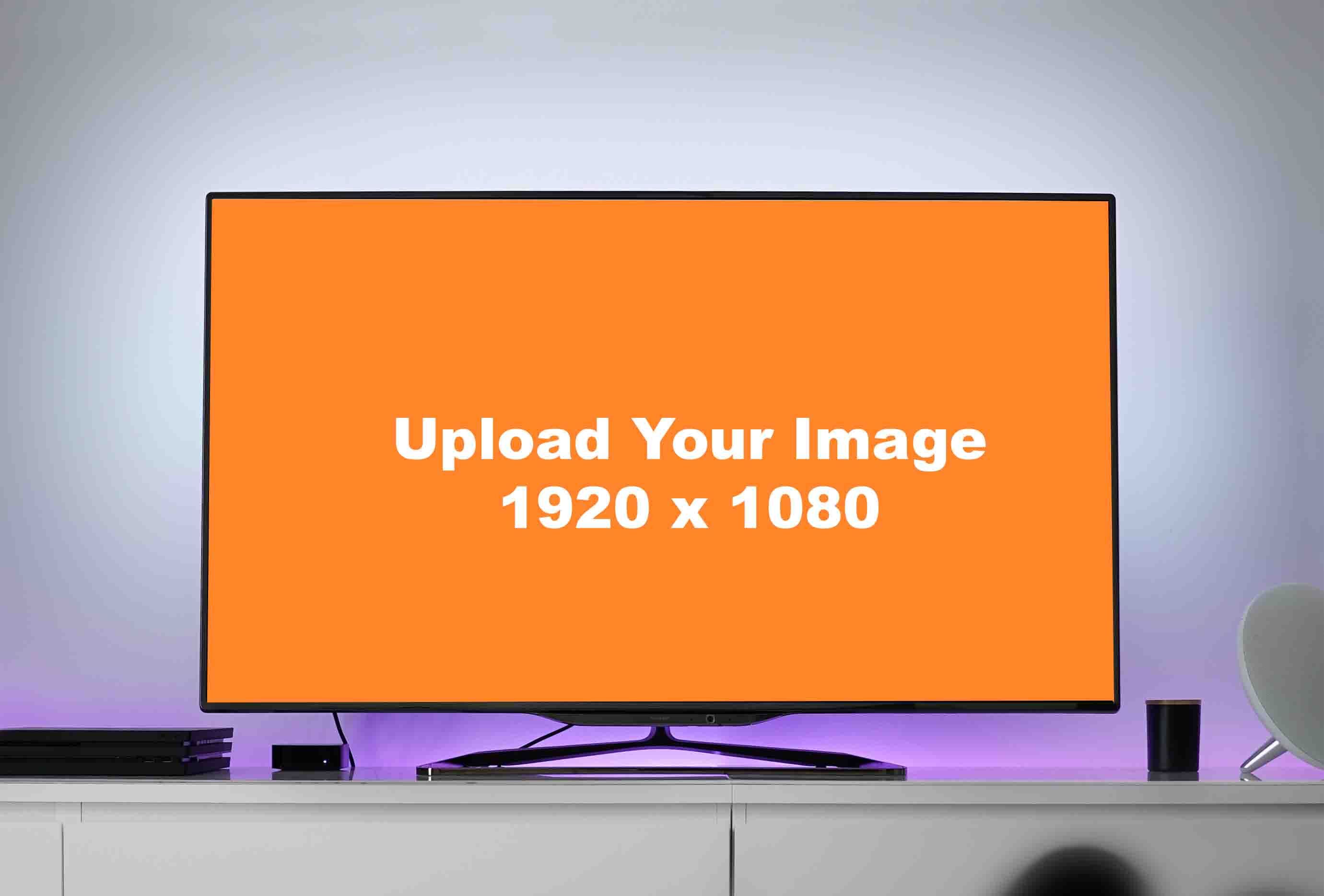 Widescreen LED mockup on TV trolley